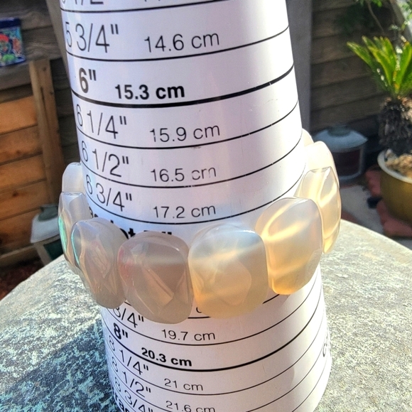 20x15mm White Agate Natural Gemstone Stone Beaded Bead Stretch Bracelet Unisex - Picture 6 of 7